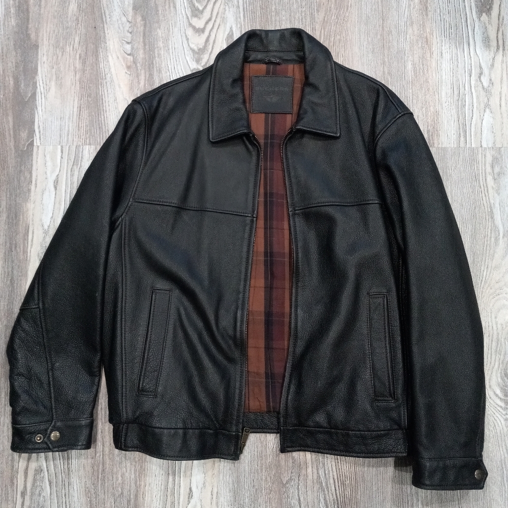 Dockers Black Original Heavy Leather Jacket Size Large